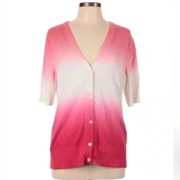 Eddie Bauer Ombre Dip Tie Dye Button Down Cardigan Sweater Size M Medium - Picture 1 of 2